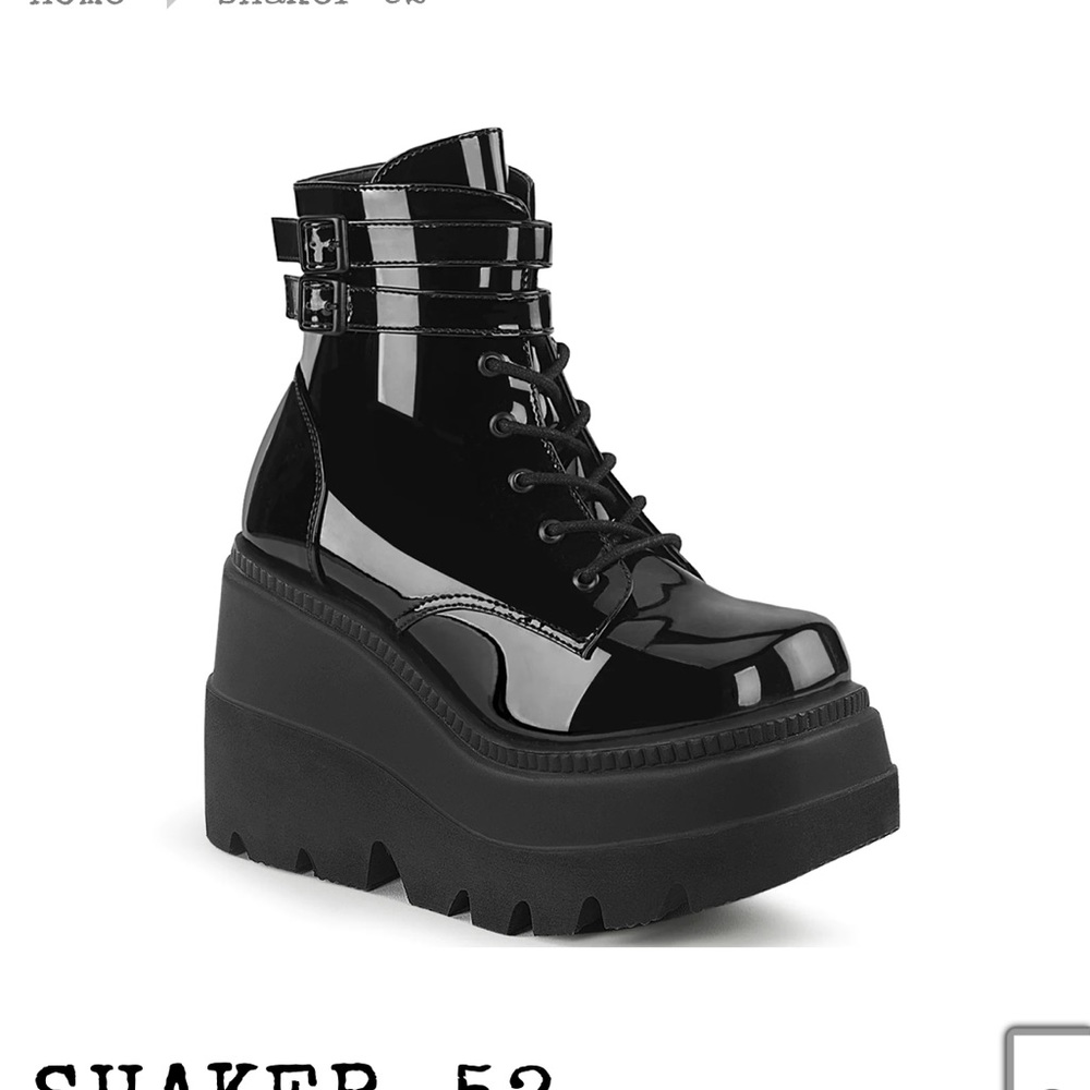 BLACK RAVE BOOTS-SHAKER 52 BLACK PATENT